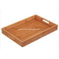 Wooden serving tray cutlery box with handle